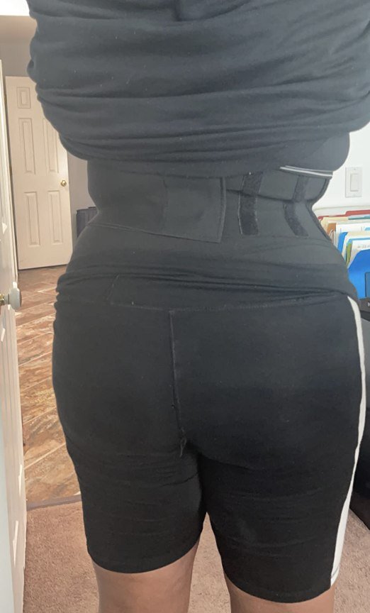 Customer wearing waist trainer back view