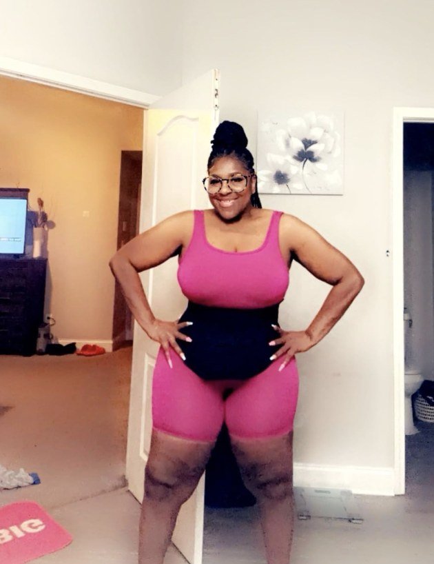 Customer wearing waist trainer