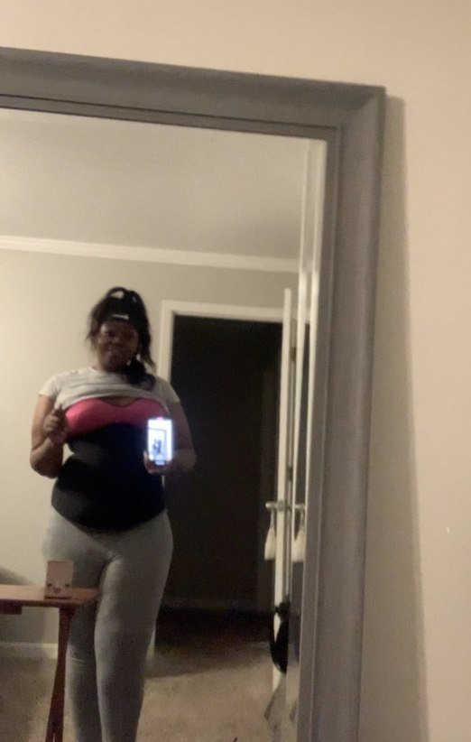 Customer wearing waist trainer full body